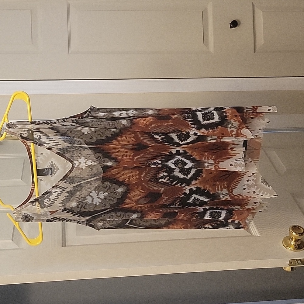 INC Size Small, Cami with Printed Hankerchief Hem Top